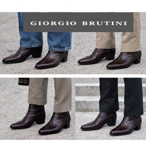 Giorgio Brutini Calloway Leather Cuban Heel Ankle Boots Size 9.5 Dark Burgundy